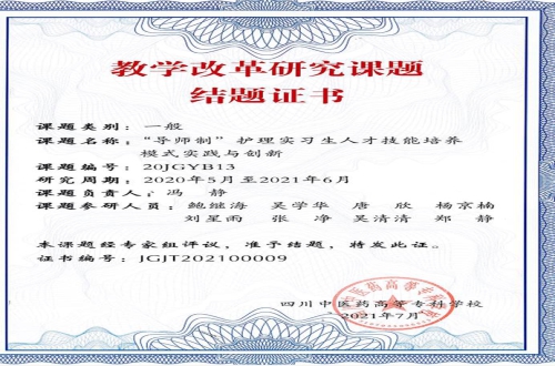 “导师制”护理实习生人才技能培养模式实践与创新项目结题